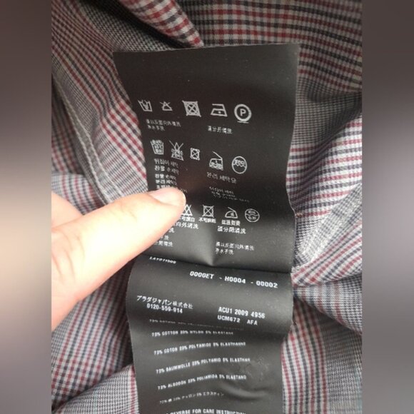 Prada - Mens Casual Checkered Button Down Shirt -Size: 41/16 - Picture 9 of 11